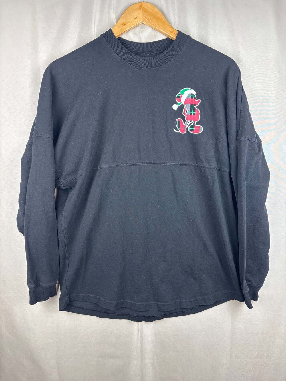 Disney Parks Disneyland Christmas Holiday Plaid Black Spirit Jersey Adult sz XS